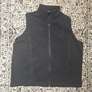 Lands’ End Black Fleece Zip Vest Womens 2X Gorpcore Minimalist Outdoorsy Cozy